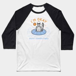 Skull Swimming in Summer Baseball T-Shirt